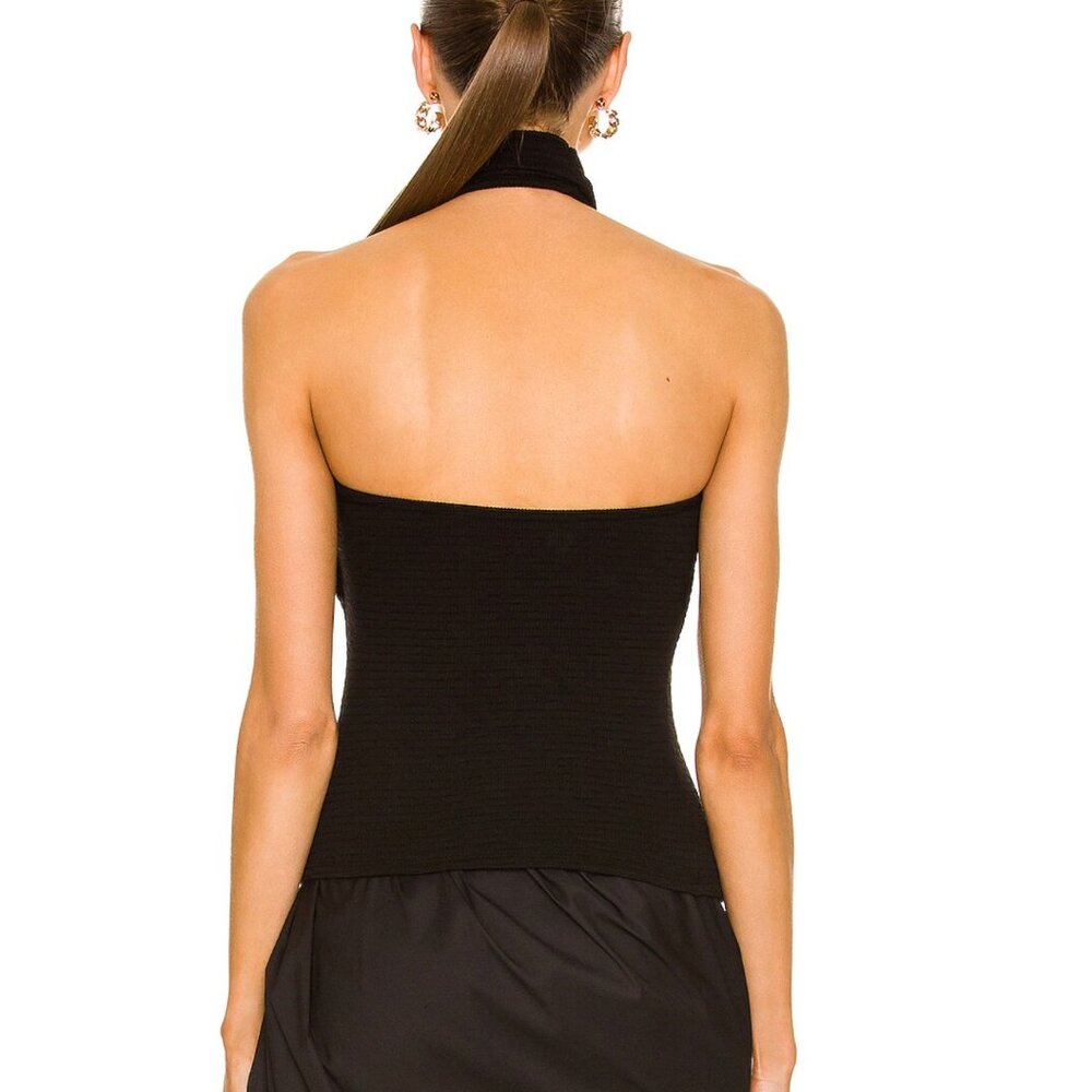Enza Costa Puckered Knit Twist Halter Top M Black - Picture 2 of 9